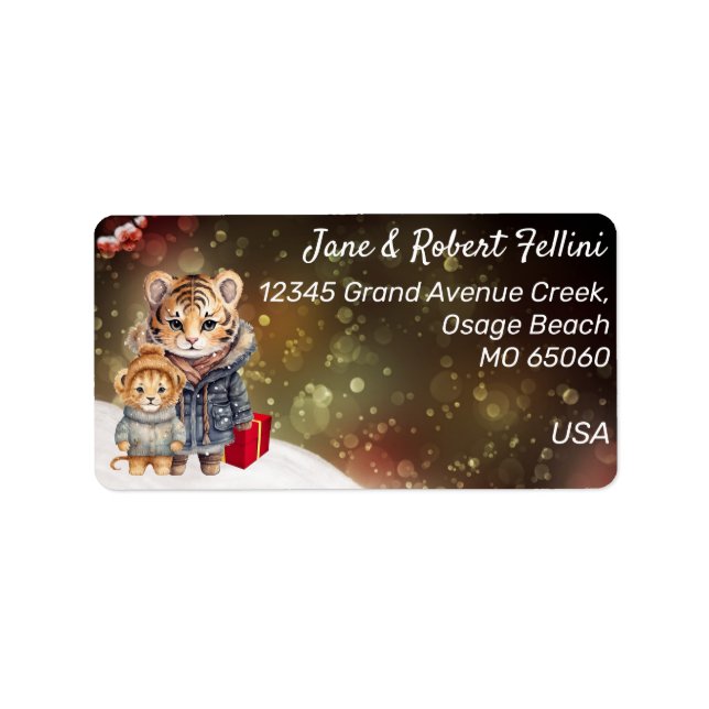Etiqueta Animales salvajes personalizado festivo de regalo  (Frente)