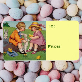 Etiqueta Animales Tiernos Vintage de Pascua