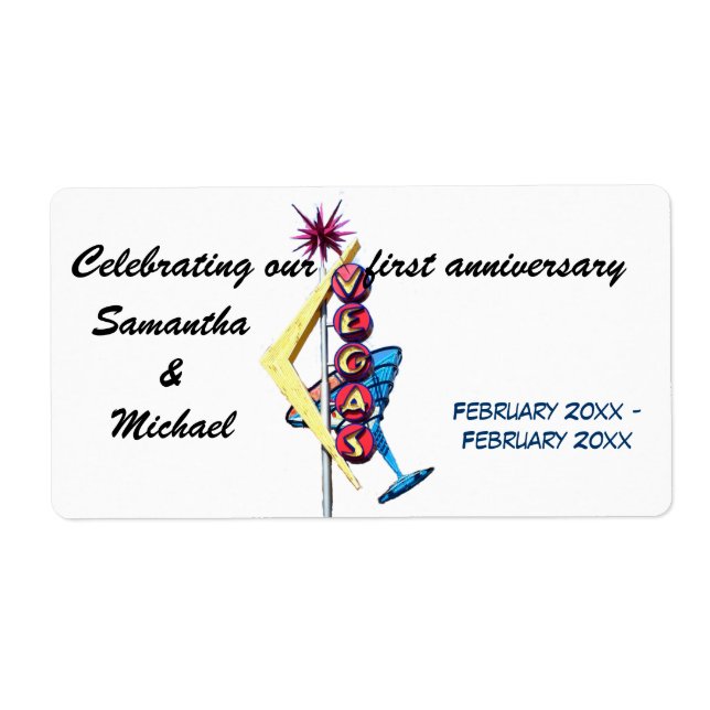 Etiqueta Aniversario boda Las Vegas Wine Labs (Frente)