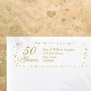 Etiqueta Aniversario de Bodas de Oro 50º Confeti Dorado