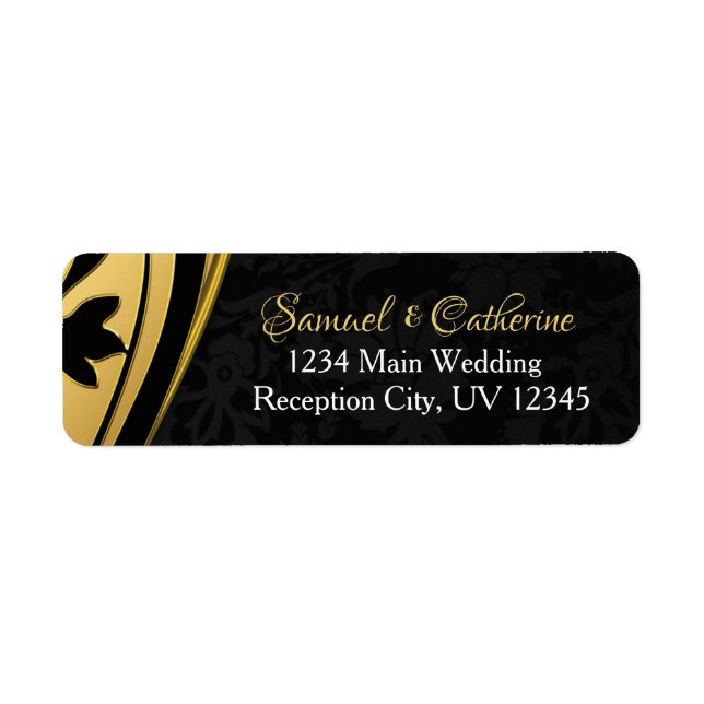 Etiqueta Aniversario de la elegante boda de oro negro (Frente)