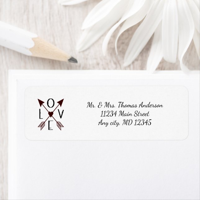 Etiqueta Aniversario del amor personalizado con flechas Bod (In situ)