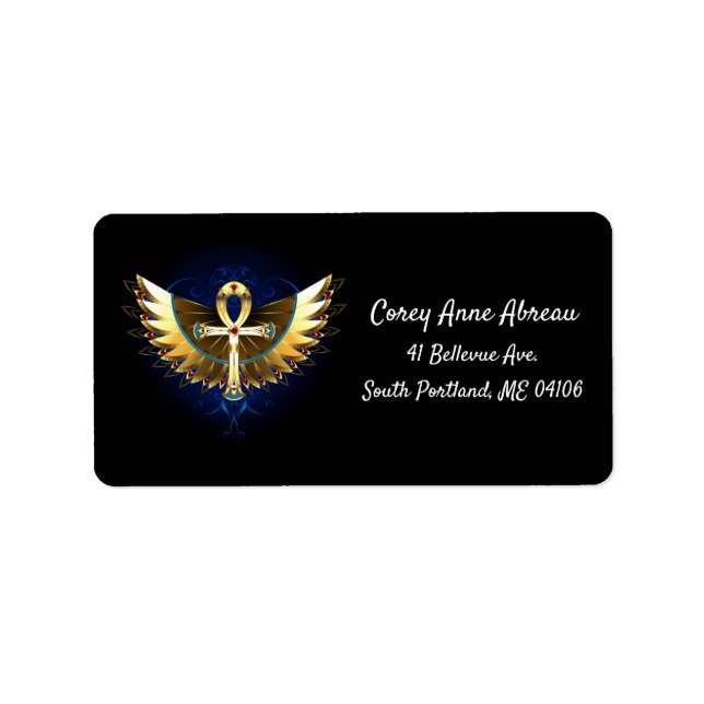 Etiqueta Ankh de oro con alas (Frente)