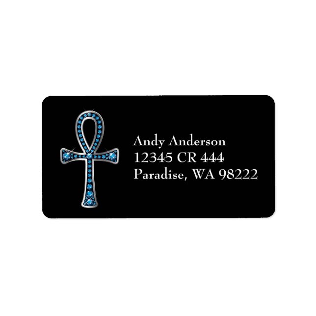 Etiqueta Ankh egipcio con Aquamarine (Frente)