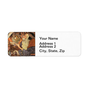 Etiqueta Año Nuevo Tiempo de Padre Antiguo