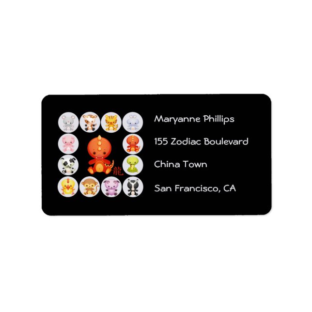 Etiqueta Año zodiaco del dragón chino (Frente)