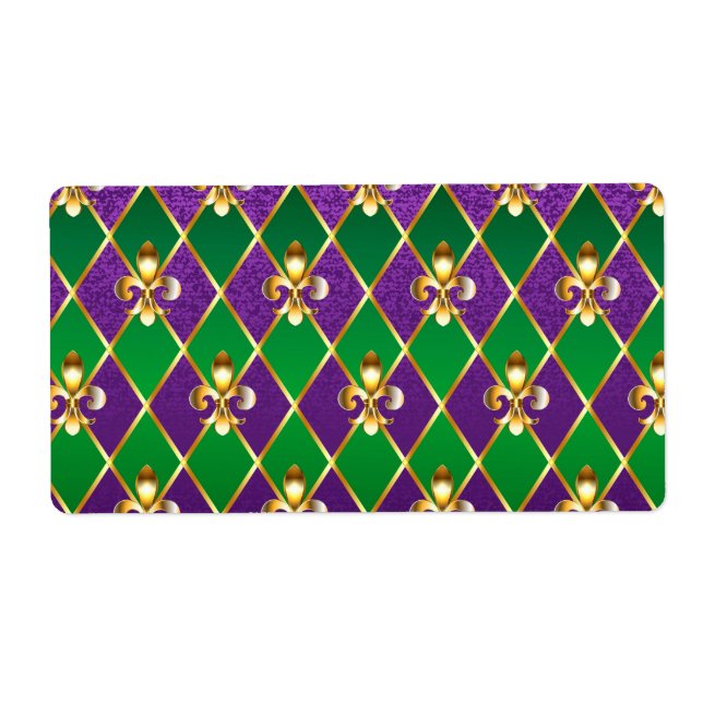 Etiqueta Antecedentes de joyas Mardi Gras (Frente)