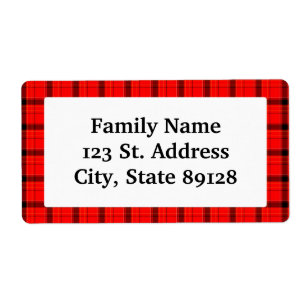 Etiqueta Antecedentes de Navidades Tartán Red Plaid