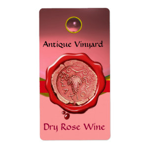 Etiqueta ANTIGUA ROSA VINO VINO CERDO DE CERA ROJA,Rosa