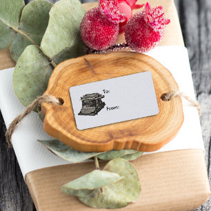 Etiqueta Antigua vieja máquina de escribir de moda