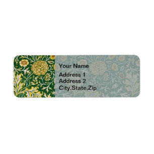 Etiqueta Antiguo Arte Floral Verde Cherwell de William Morr