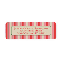 Etiqueta Antiguos Navidades de moda Stripe Vintage Rosa y R