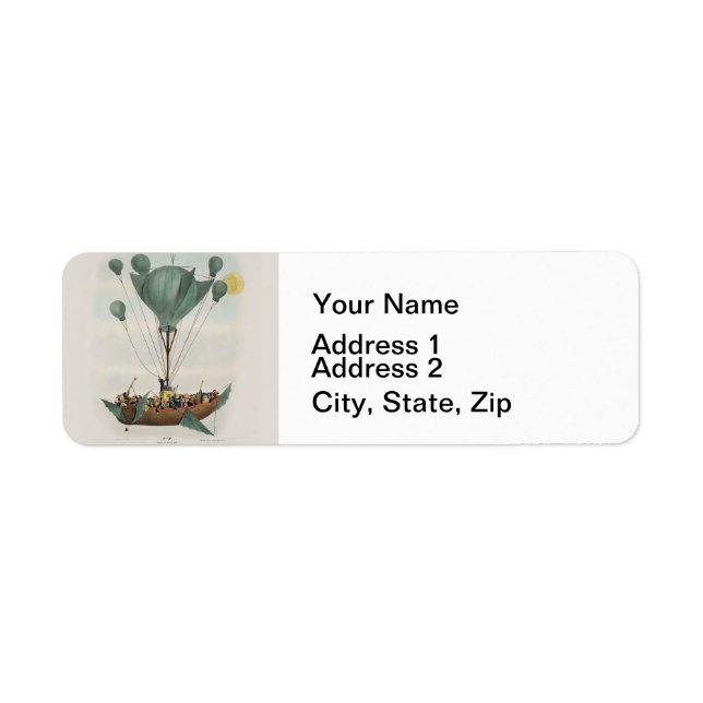 Etiqueta Antique Balloon Air Ship Artwork (Frente)