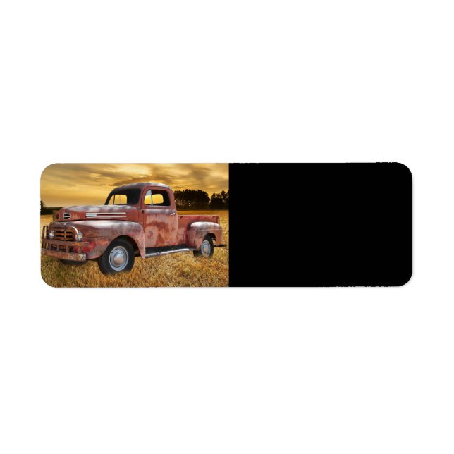 Etiqueta Antique Red Truck Farm Field (Frente)