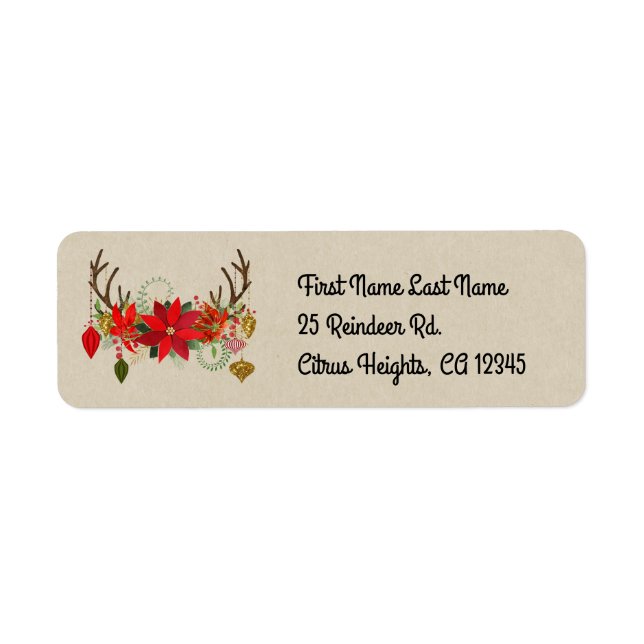 Etiqueta Antlers Ornaments Floral Antlers Fiesta Rústica (Frente)