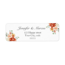 Etiqueta Anuncio de Boda Elegante Floral con Dirección de R