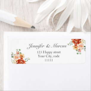 Etiqueta Anuncio de boda elegante floral dirección de devol