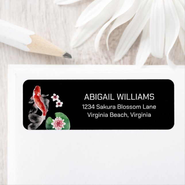 Etiqueta Apelación japonesa de pescado Koi, dirección de fl (In situ)