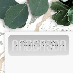 Etiqueta Apellido moderno con degradado gris sutil