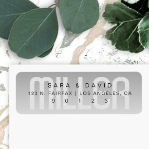 Etiqueta Apellido moderno con tonos grises que se desvanece