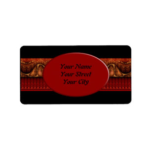 Etiqueta Apofisis Fractal Border ART - rojo antiguo
