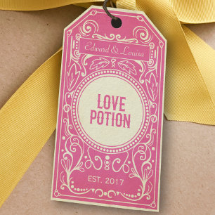 Etiqueta apotecular de poción de amor de arte deco