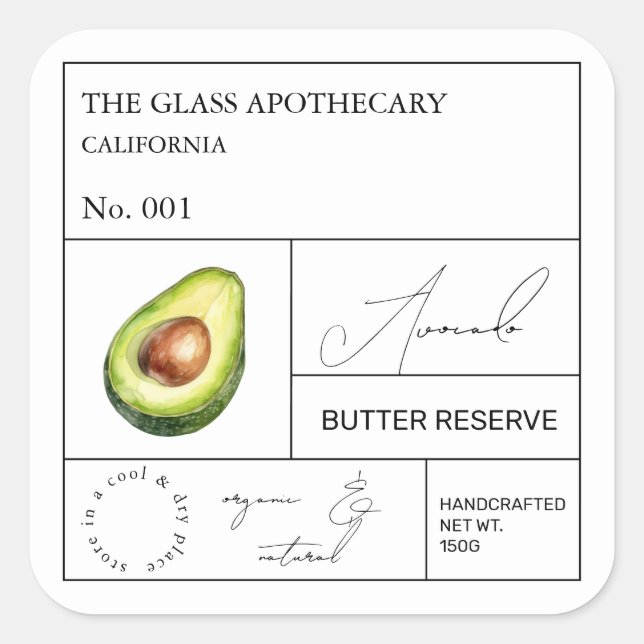 Etiqueta apoteórica de aguacate (Anverso)