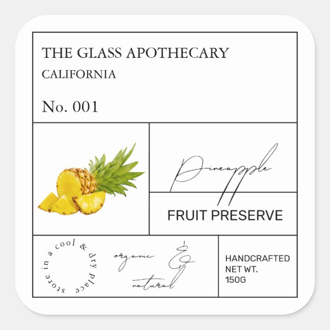 Etiqueta apothecana de piña (Anverso)