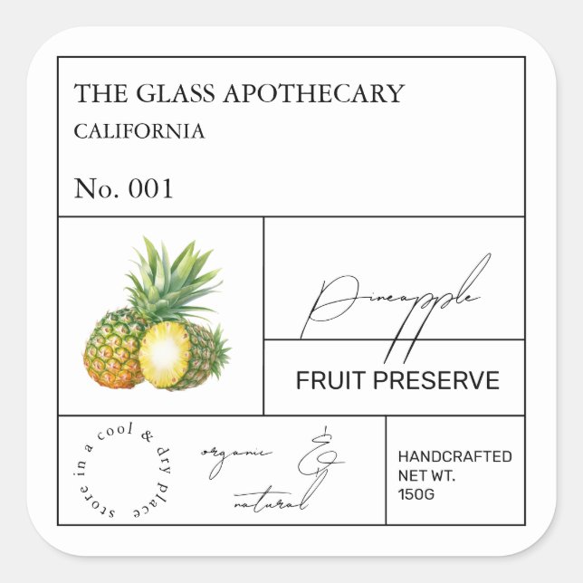 Etiqueta apothecana de piña (Anverso)