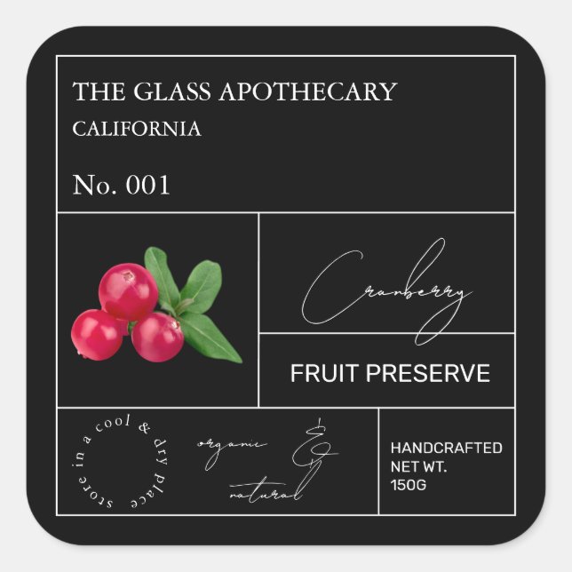 Etiqueta apothecar de arándano (Anverso)