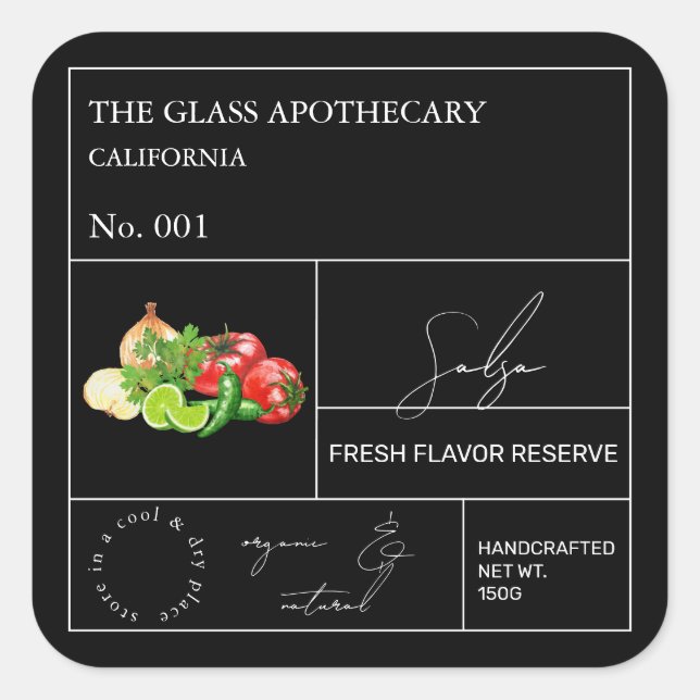 Etiqueta apothecar de salsa (Anverso)