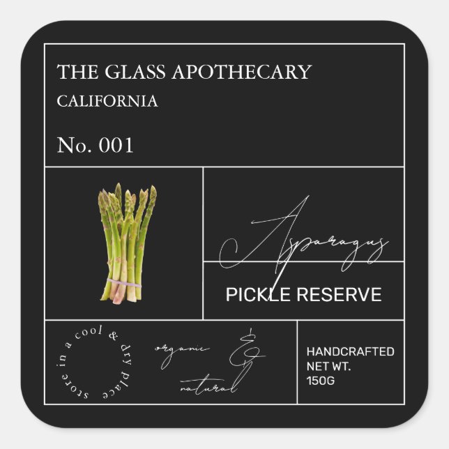 Etiqueta apothecary Asparagus (Anverso)