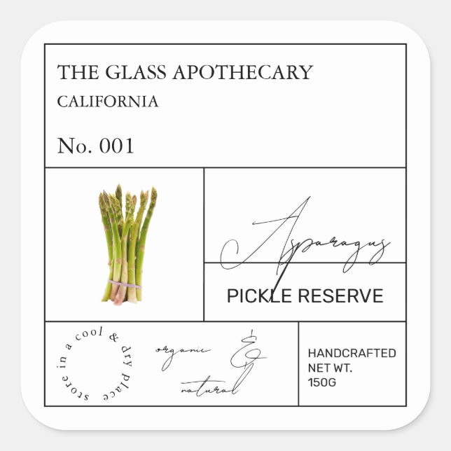 Etiqueta apothecary Asparagus (Anverso)