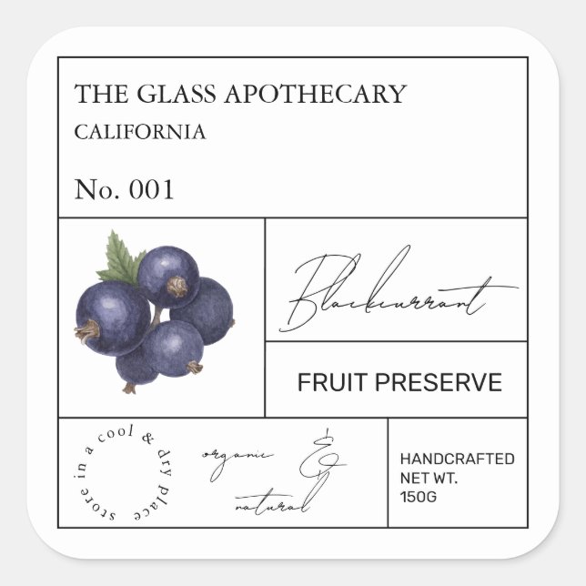 Etiqueta apothecary Blackcurrant (Anverso)