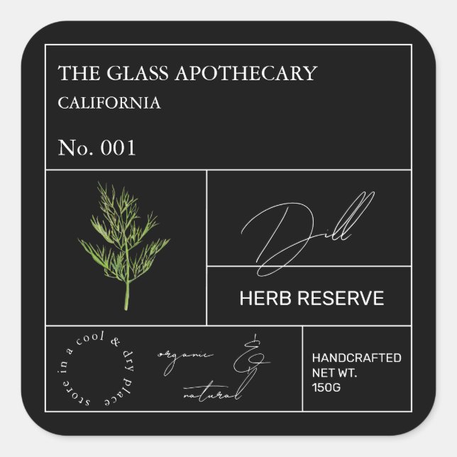Etiqueta apothecary Dill (Anverso)