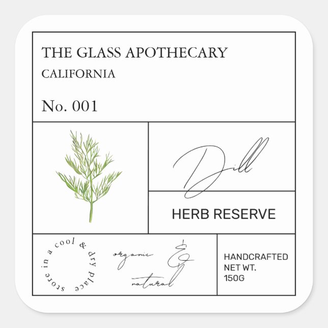 Etiqueta apothecary Dill (Anverso)