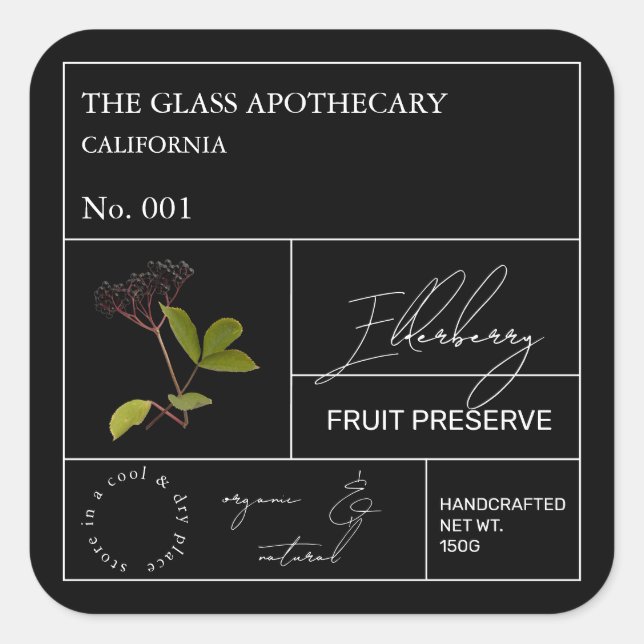 Etiqueta apothecary Elderberry (Anverso)