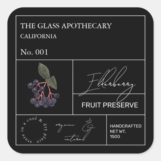 Etiqueta apothecary Elderberry (Anverso)