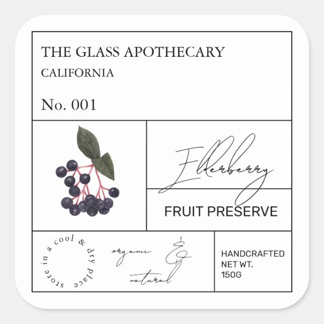 Etiqueta apothecary Elderberry (Anverso)