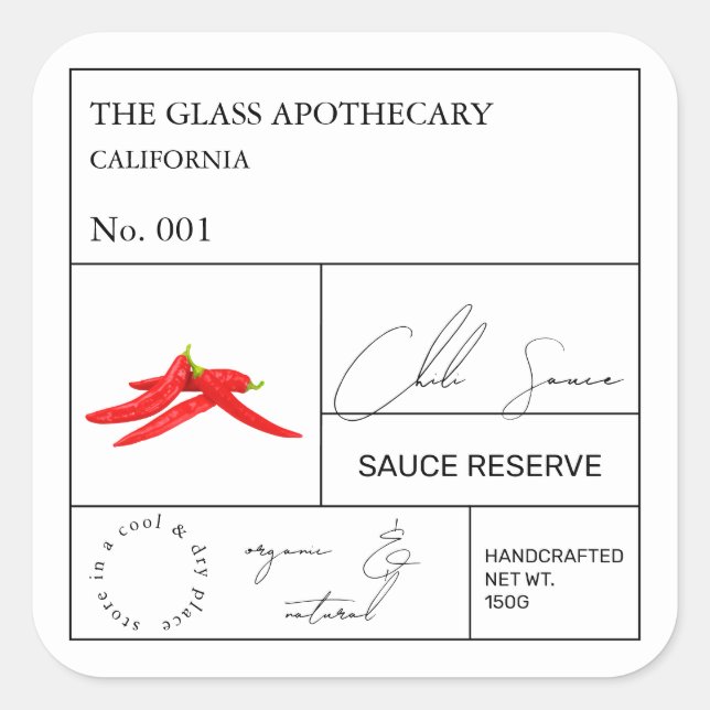 Etiqueta apothecary Hot Chili (Anverso)