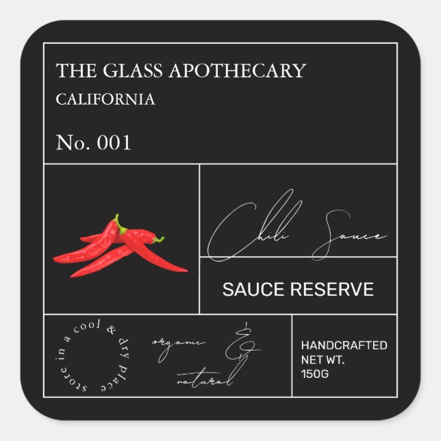Etiqueta apothecary Hot Chili (Anverso)