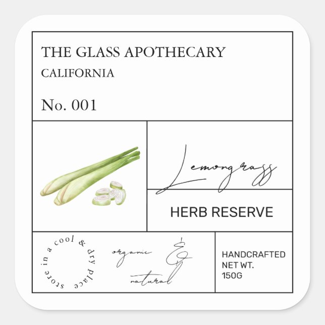 Etiqueta Apothecary Lemongrass (Anverso)