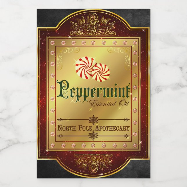 Etiqueta apothecary Peppermint para navidades (Etiqueta única)