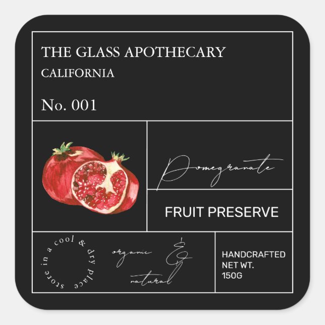 Etiqueta apothecary Pomegranate (Anverso)