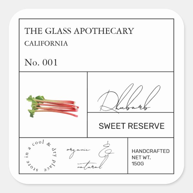 Etiqueta apothecary Rhubarb (Anverso)