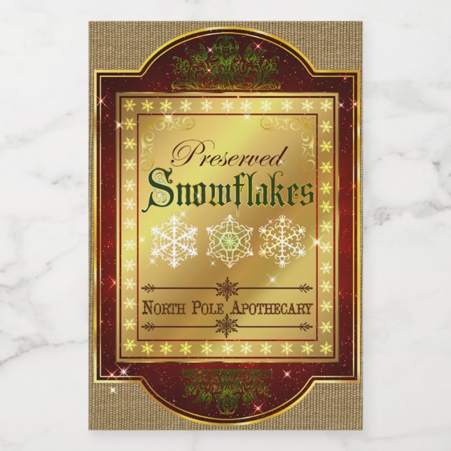 Etiqueta apothecary Snowflakes para navidades (Etiqueta única)