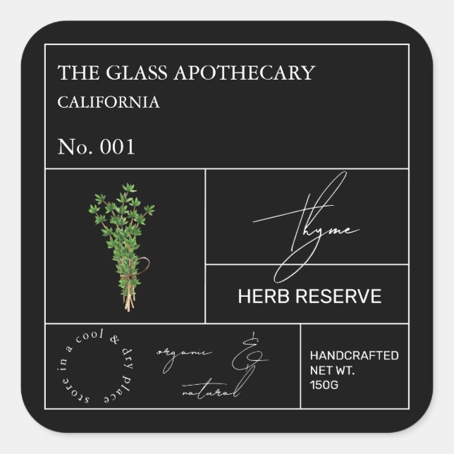 Etiqueta apothecary Thyme (Anverso)