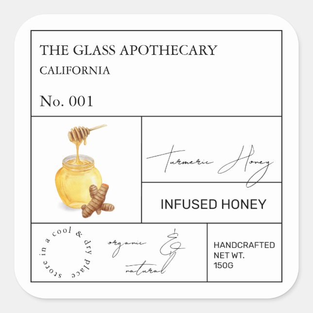 Etiqueta Apothecary Turmeric Infused Honey (Anverso)