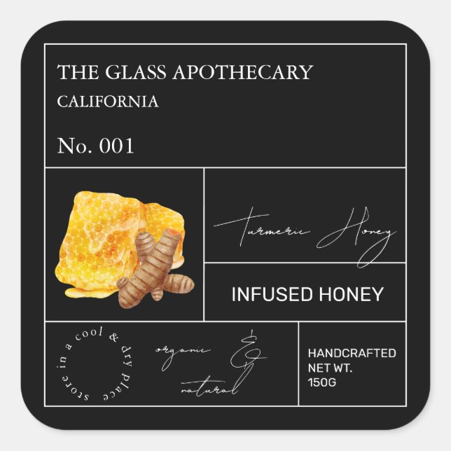 Etiqueta Apothecary Turmeric Infused Honey (Anverso)