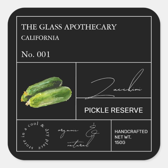 Etiqueta apothecary Zucchini (Anverso)